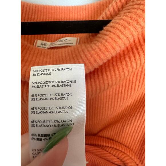 Free People Main Squeeze Hacci Top Long Balloon Sleeve Ribbed Orange Size XS - Picture 8 of 10